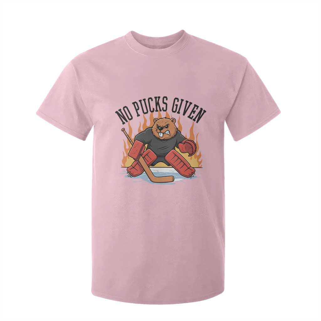 Funny Beaver Ice Hockey Goalie Gift T Shirt For Kid No Pucks Given TS12 Light Pink Print Your Wear