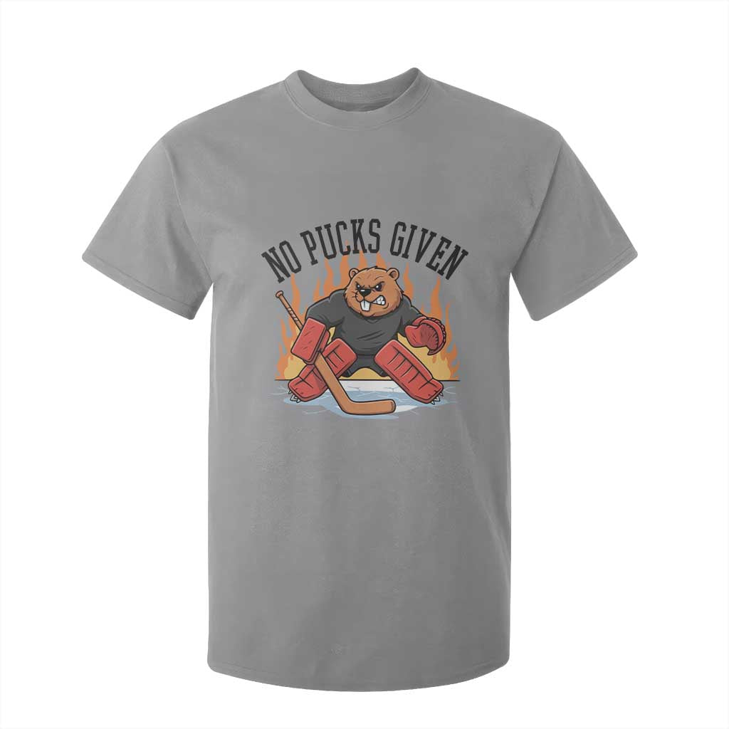 Funny Beaver Ice Hockey Goalie Gift T Shirt For Kid No Pucks Given TS12 Sport Gray Print Your Wear