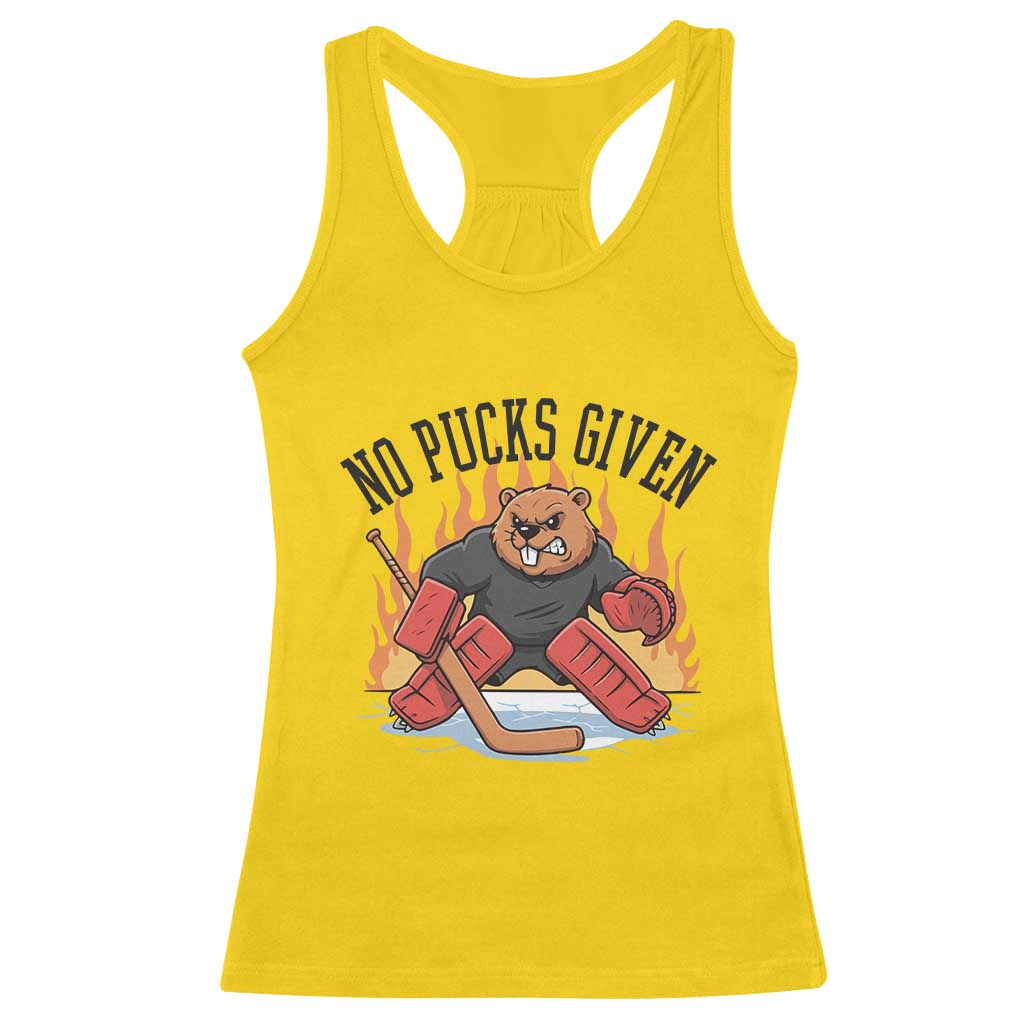 Funny Beaver Ice Hockey Goalie Gift Racerback Tank Top No Pucks Given TS12 Daisy Print Your Wear