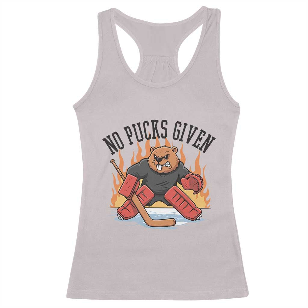 Funny Beaver Ice Hockey Goalie Gift Racerback Tank Top No Pucks Given TS12 Ice Gray Print Your Wear