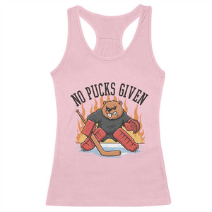 Funny Beaver Ice Hockey Goalie Gift Racerback Tank Top No Pucks Given TS12 Light Pink Print Your Wear