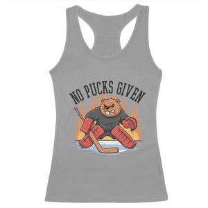 Funny Beaver Ice Hockey Goalie Gift Racerback Tank Top No Pucks Given TS12 Sport Gray Print Your Wear