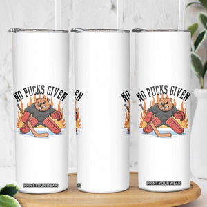 Funny Beaver Ice Hockey Goalie Gift Skinny Tumbler No Pucks Given TS12 Print Your Wear