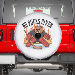 Funny Beaver Ice Hockey Goalie Gift Spare Tire Cover No Pucks Given TS12 White Print Your Wear