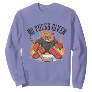 Funny Beaver Ice Hockey Goalie Gift Sweatshirt No Pucks Given TS12 Violet Print Your Wear