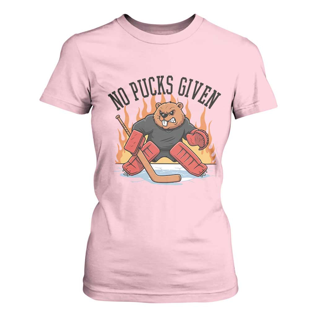 Funny Beaver Ice Hockey Goalie Gift T Shirt For Women No Pucks Given TS12 Light Pink Print Your Wear