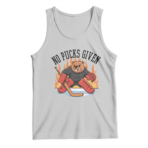 Funny Beaver Ice Hockey Goalie Gift Tank Top No Pucks Given TS12 Ash Print Your Wear