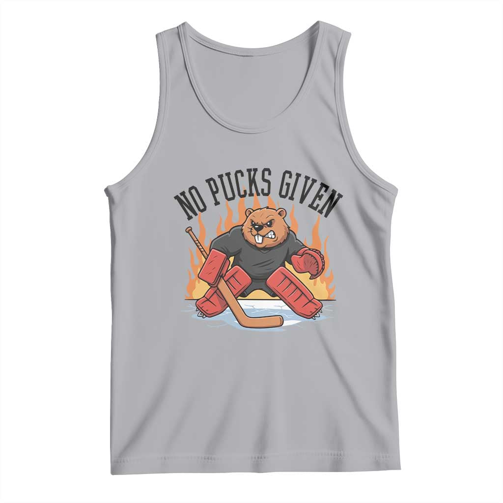 Funny Beaver Ice Hockey Goalie Gift Tank Top No Pucks Given TS12 Athletic Heather Print Your Wear