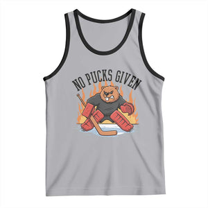 Funny Beaver Ice Hockey Goalie Gift Tank Top No Pucks Given TS12 Athletic Heather Black Print Your Wear