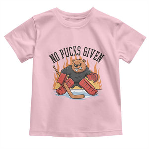Funny Beaver Ice Hockey Goalie Gift Toddler T Shirt No Pucks Given TS12 Light Pink Print Your Wear