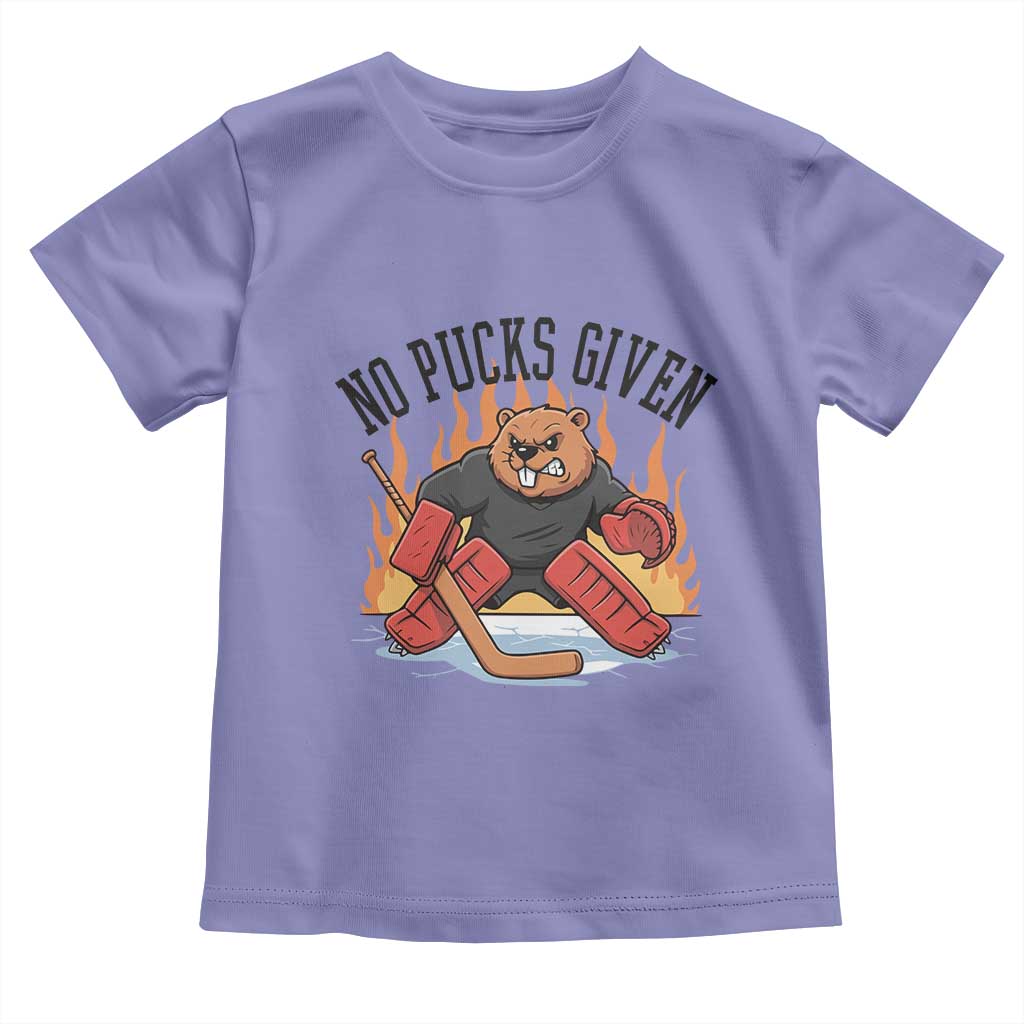 Funny Beaver Ice Hockey Goalie Gift Toddler T Shirt No Pucks Given TS12 Violet Print Your Wear