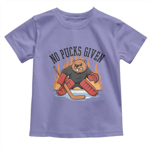Funny Beaver Ice Hockey Goalie Gift Toddler T Shirt No Pucks Given TS12 Violet Print Your Wear