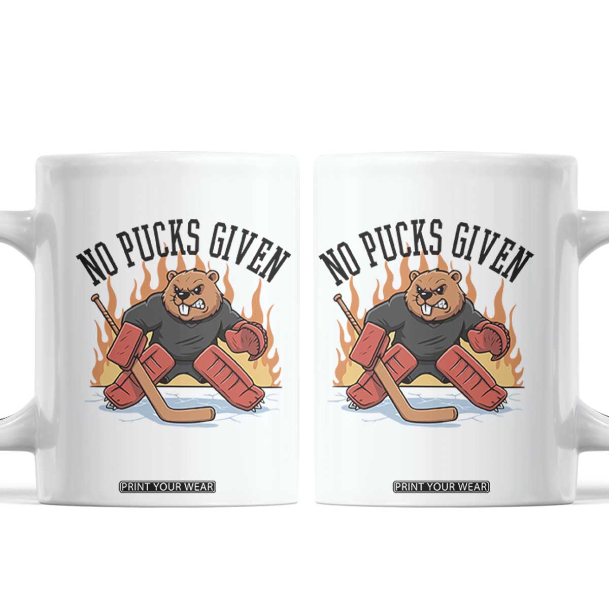 Funny Beaver Ice Hockey Goalie Gift Coffee Mug No Pucks Given TS12 White Print Your Wear