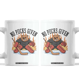 Funny Beaver Ice Hockey Goalie Gift Coffee Mug No Pucks Given TS12 White Print Your Wear