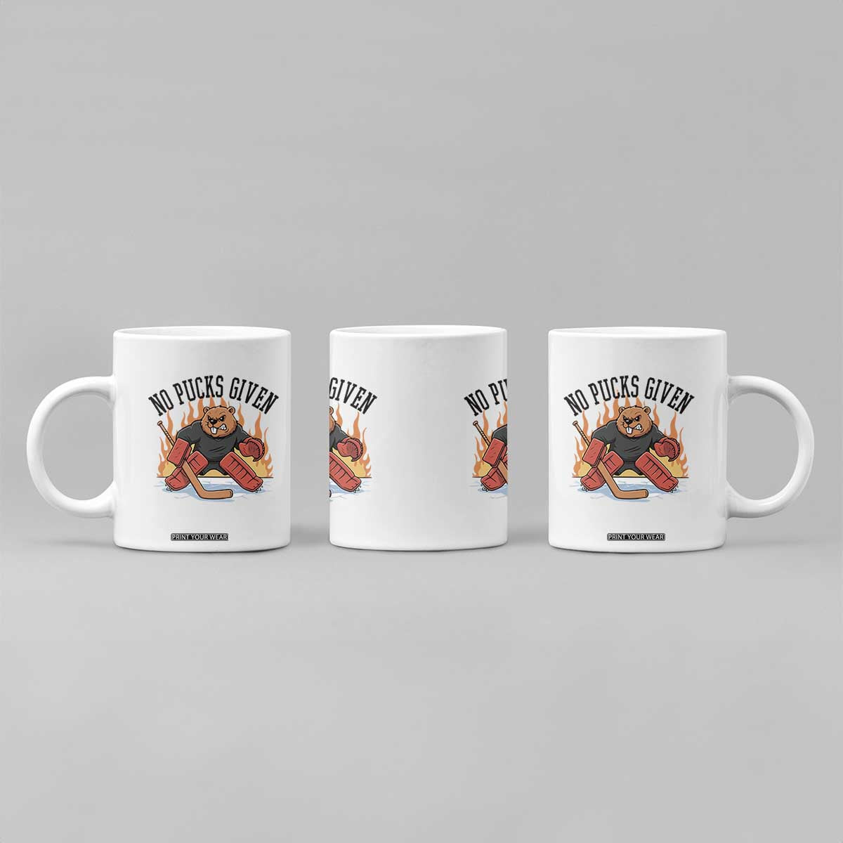 Funny Beaver Ice Hockey Goalie Gift Coffee Mug No Pucks Given TS12 Print Your Wear