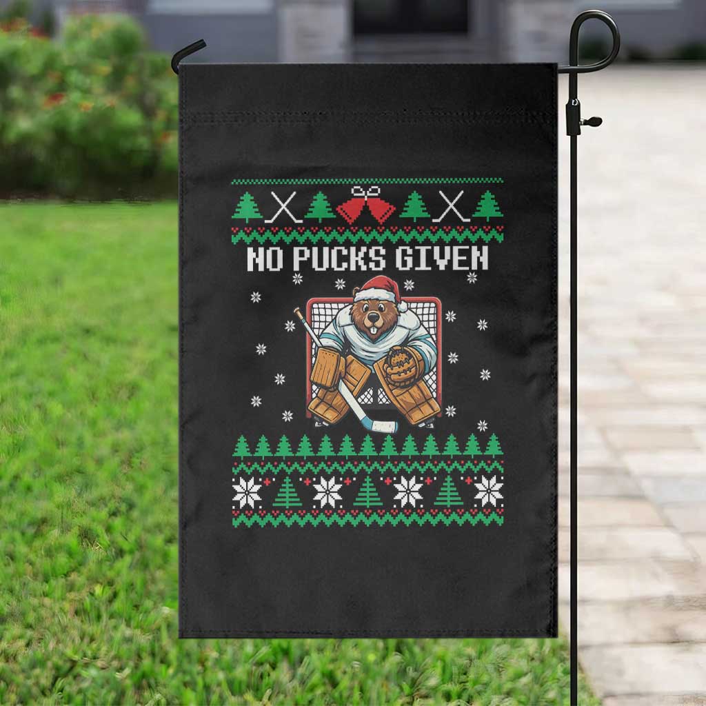 Ugly Christmas Sweater Beaver Ice Hockey Goalie Garden Flag No Pucks Given TS12 Print Your Wear