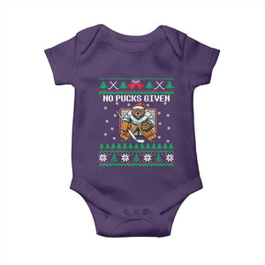 Ugly Christmas Sweater Beaver Ice Hockey Goalie Baby Onesie No Pucks Given TS12 Purple Print Your Wear
