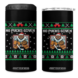 Ugly Christmas Sweater Beaver Ice Hockey Goalie 4 in 1 Can Cooler Tumbler No Pucks Given TS12 One Size: 16 oz Black Print Your Wear