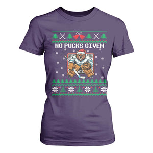 Ugly Christmas Sweater Beaver Ice Hockey Goalie T Shirt For Women No Pucks Given TS12 Purple Print Your Wear