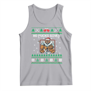 Ugly Christmas Sweater Beaver Ice Hockey Goalie Tank Top No Pucks Given TS12 Athletic Heather Print Your Wear