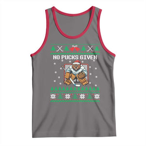 Ugly Christmas Sweater Beaver Ice Hockey Goalie Tank Top No Pucks Given TS12 Deep Heather Red Print Your Wear
