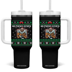 Ugly Christmas Sweater Beaver Ice Hockey Goalie Tumbler With Handle No Pucks Given TS12 One Size: 40 oz Black Print Your Wear