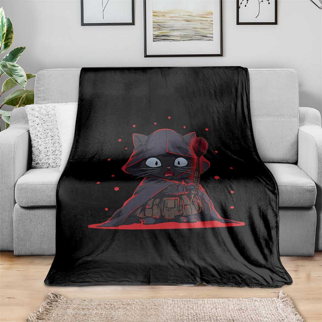 Funny Cat Vader Kitten Playing Darts Throw Blanket Space Scifi Dartist Gift TS12 Print Your Wear