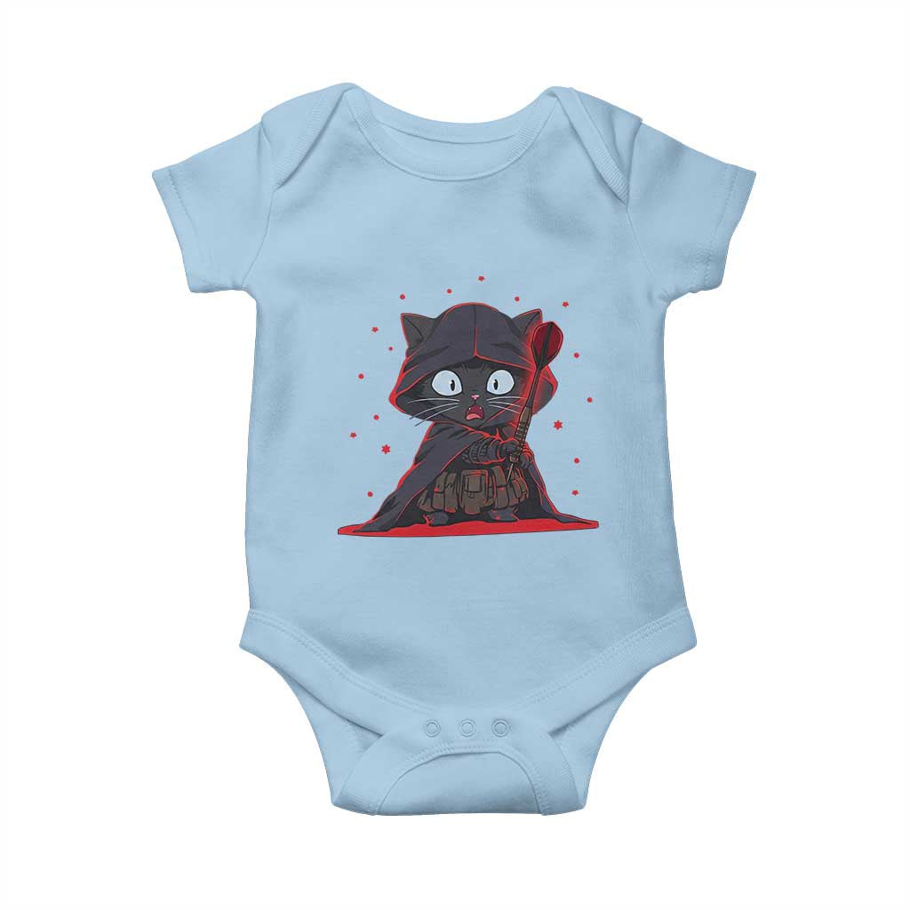 Funny Cat Vader Kitten Playing Darts Baby Onesie Space Scifi Dartist Gift TS12 Light Blue Print Your Wear