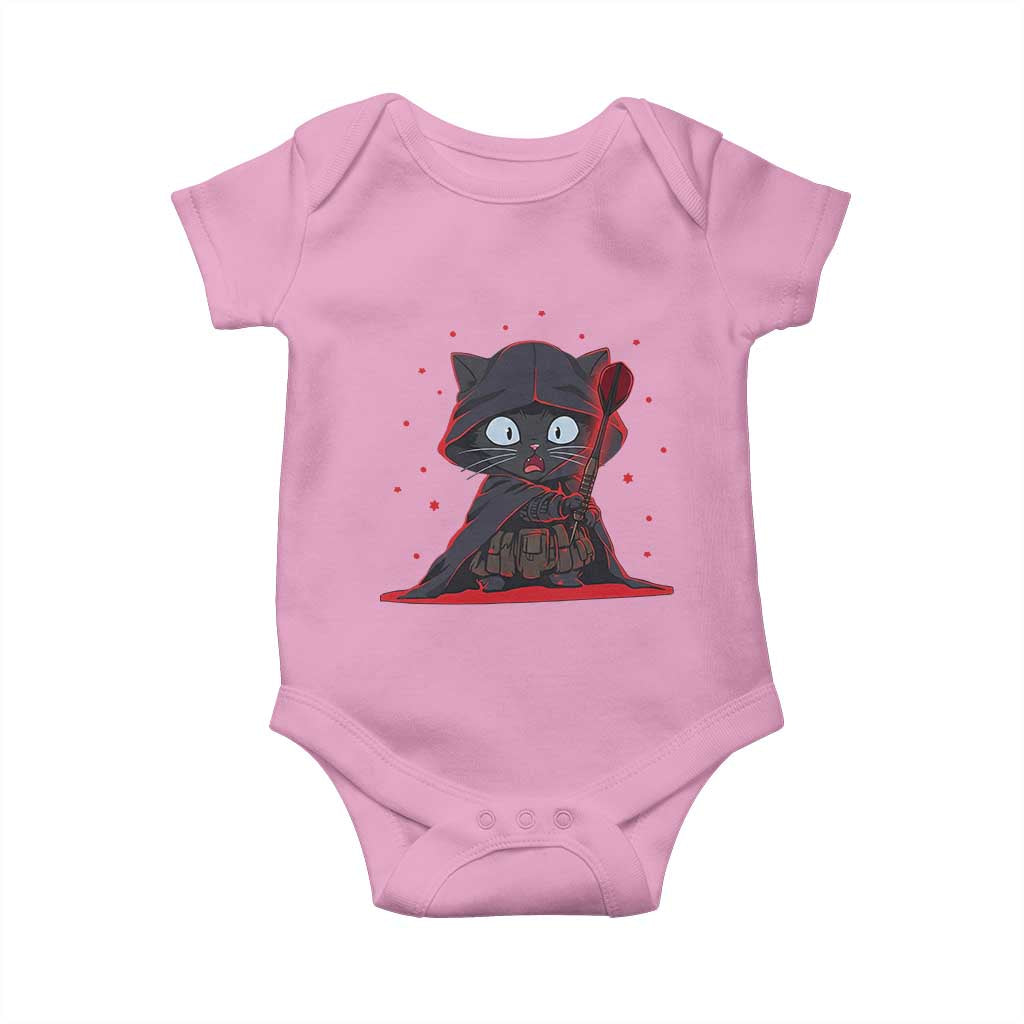Funny Cat Vader Kitten Playing Darts Baby Onesie Space Scifi Dartist Gift TS12 Light Pink Print Your Wear