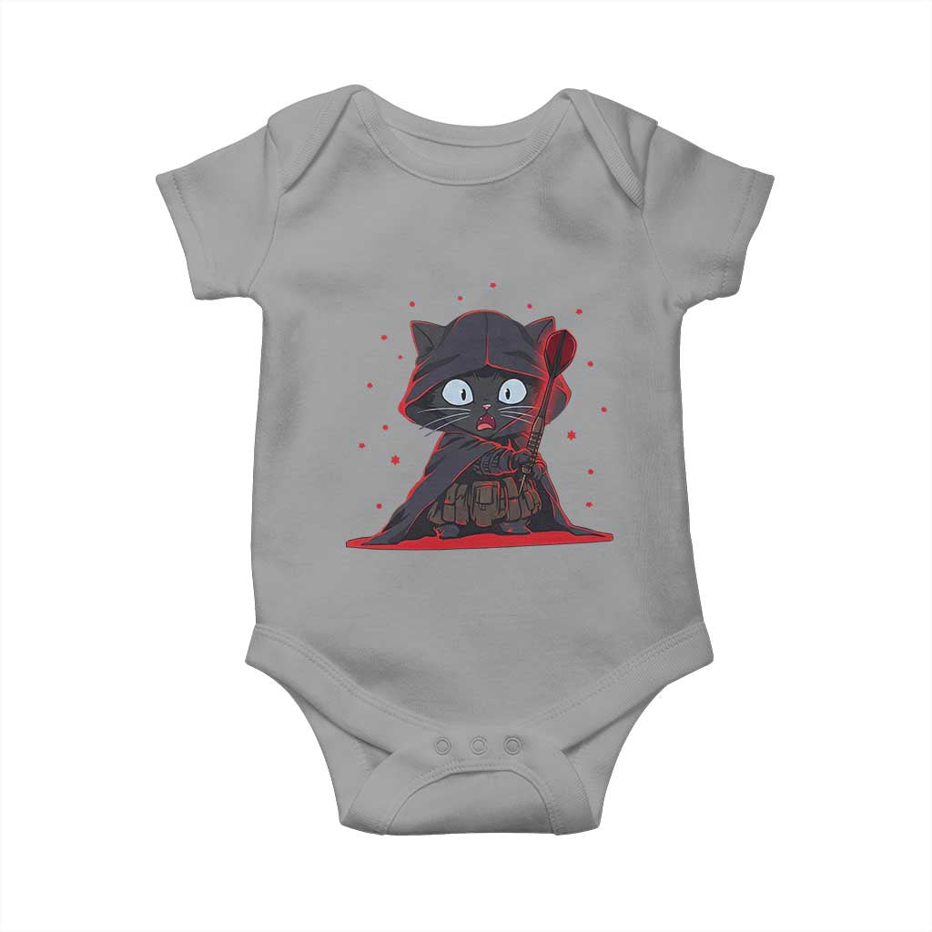 Funny Cat Vader Kitten Playing Darts Baby Onesie Space Scifi Dartist Gift TS12 Sport Gray Print Your Wear