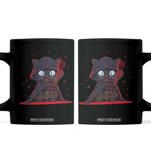 Funny Cat Vader Kitten Playing Darts Coffee Mug Space Scifi Dartist Gift TS12 Black Print Your Wear
