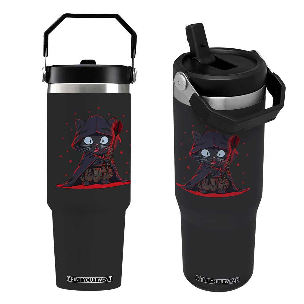 Funny Cat Vader Kitten Playing Darts Flip Straw Tumbler Space Scifi Dartist Gift TS12 One Size: 30 oz Black Print Your Wear