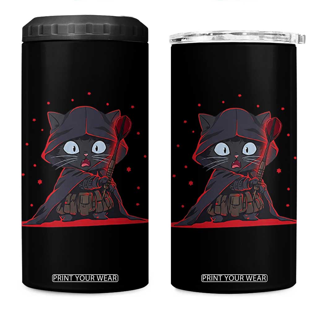 Funny Cat Vader Kitten Playing Darts 4 in 1 Can Cooler Tumbler Space Scifi Dartist Gift TS12 One Size: 16 oz Black Print Your Wear