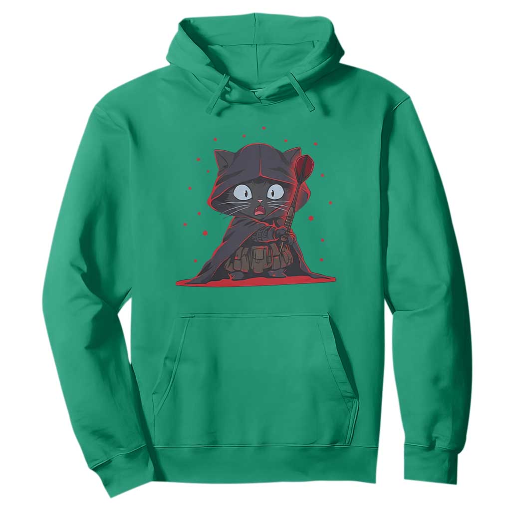 Funny Cat Vader Kitten Playing Darts Hoodie Space Scifi Dartist Gift TS12 Irish Green Print Your Wear