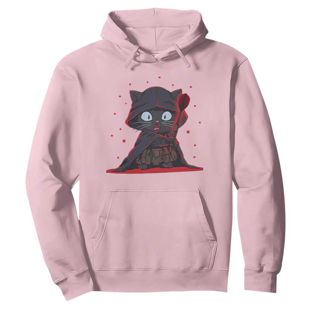 Funny Cat Vader Kitten Playing Darts Hoodie Space Scifi Dartist Gift TS12 Light Pink Print Your Wear