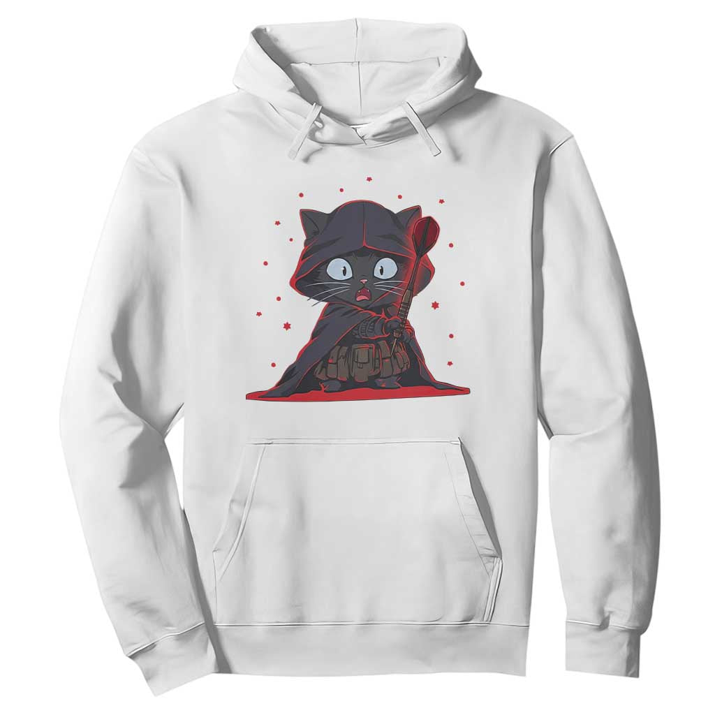 Funny Cat Vader Kitten Playing Darts Hoodie Space Scifi Dartist Gift TS12 White Print Your Wear
