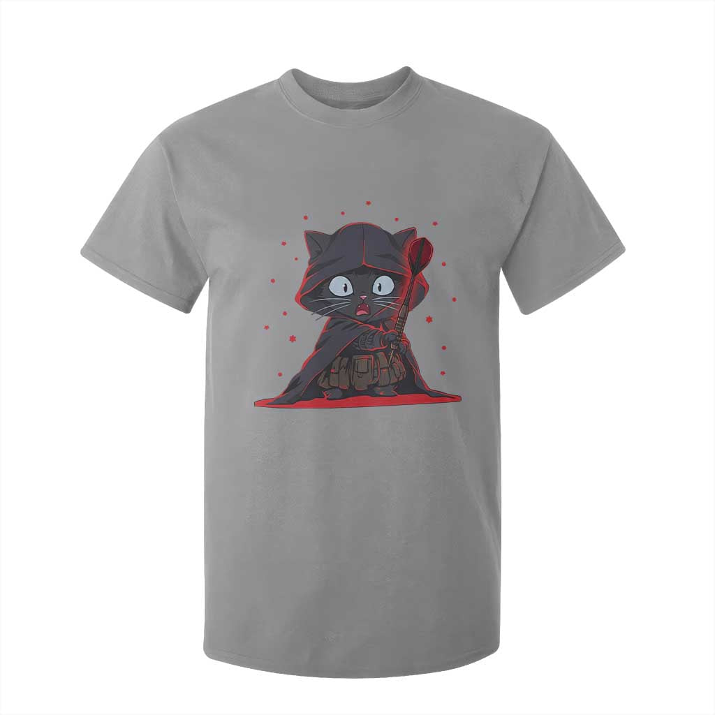 Funny Cat Vader Kitten Playing Darts T Shirt For Kid Space Scifi Dartist Gift TS12 Sport Gray Print Your Wear