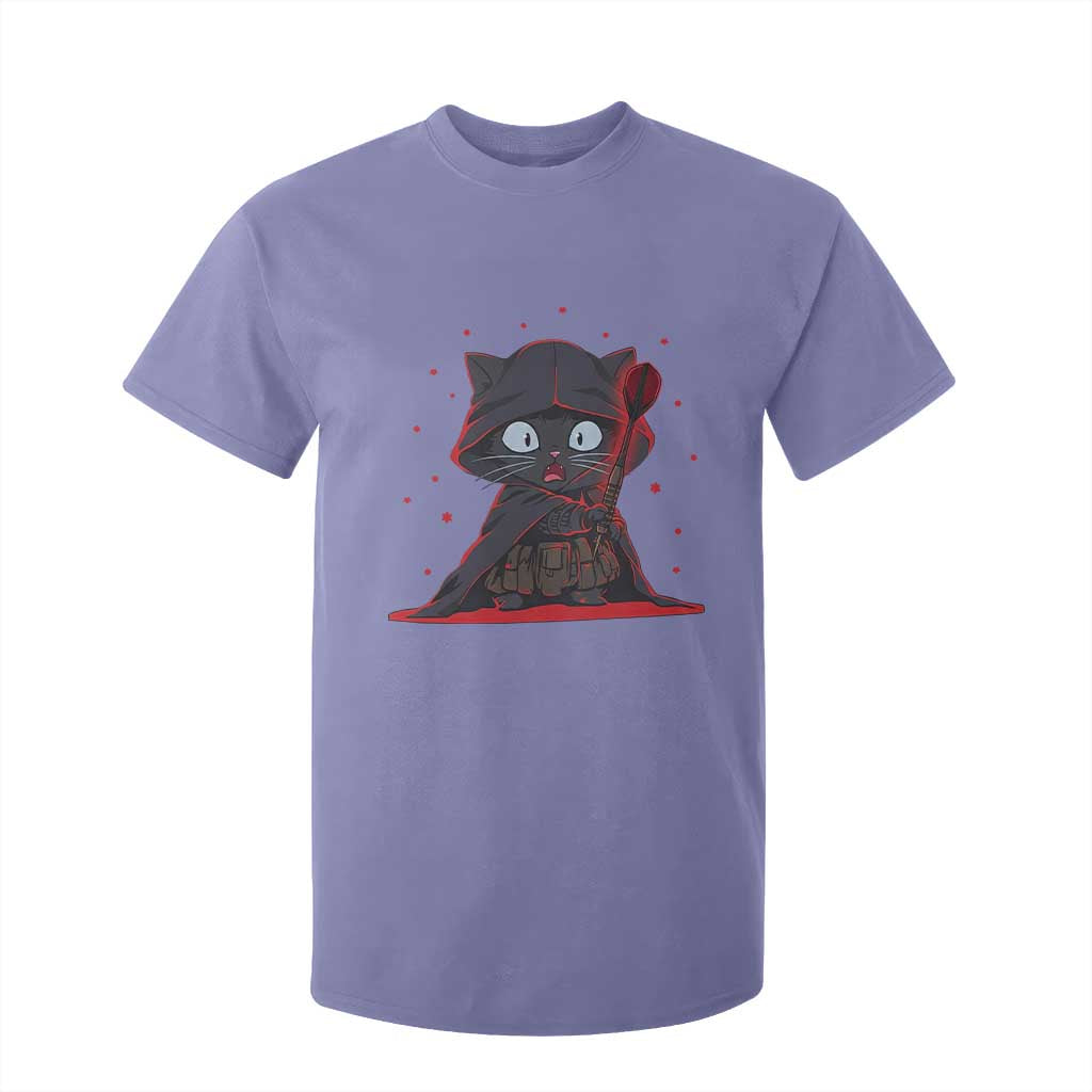 Funny Cat Vader Kitten Playing Darts T Shirt For Kid Space Scifi Dartist Gift TS12 Violet Print Your Wear