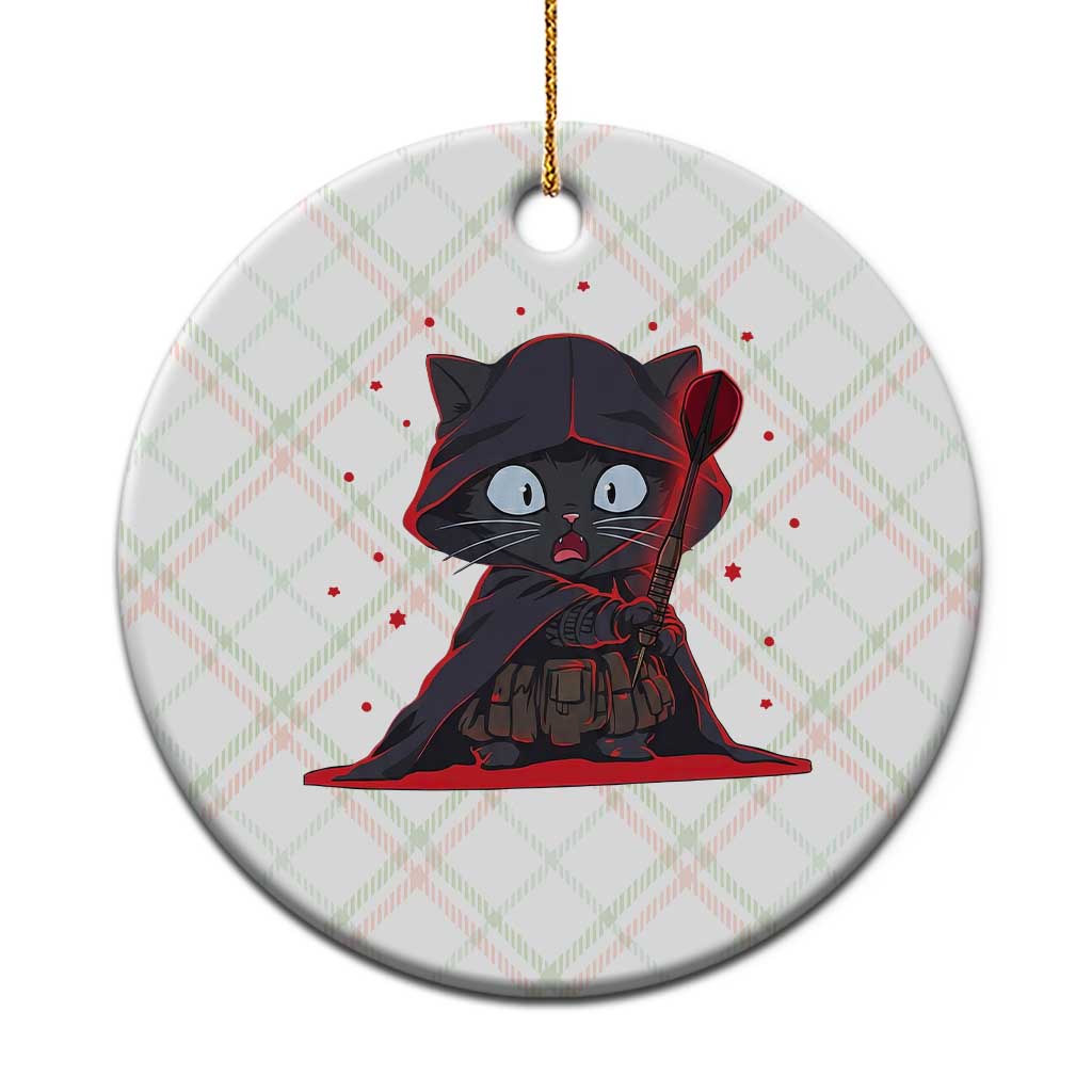 Funny Cat Vader Kitten Playing Darts Ceramic Ornament Space Scifi Dartist Gift TS12 1pc Christmas Plaid Print Your Wear