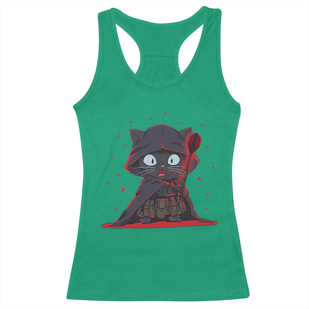 Funny Cat Vader Kitten Playing Darts Racerback Tank Top Space Scifi Dartist Gift TS12 Irish Green Print Your Wear