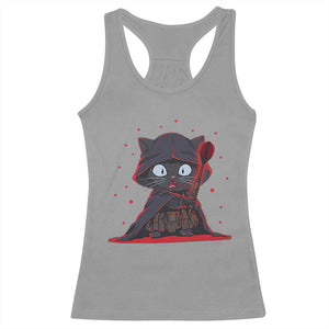 Funny Cat Vader Kitten Playing Darts Racerback Tank Top Space Scifi Dartist Gift TS12 Sport Gray Print Your Wear
