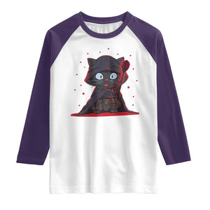 Funny Cat Vader Kitten Playing Darts Raglan Shirt Space Scifi Dartist Gift TS12 White Purple Print Your Wear