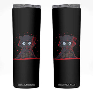 Funny Cat Vader Kitten Playing Darts Skinny Tumbler Space Scifi Dartist Gift TS12 Black Print Your Wear