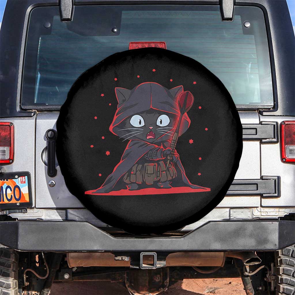 Funny Cat Vader Kitten Playing Darts Spare Tire Cover Space Scifi Dartist Gift TS12 No hole Black Print Your Wear