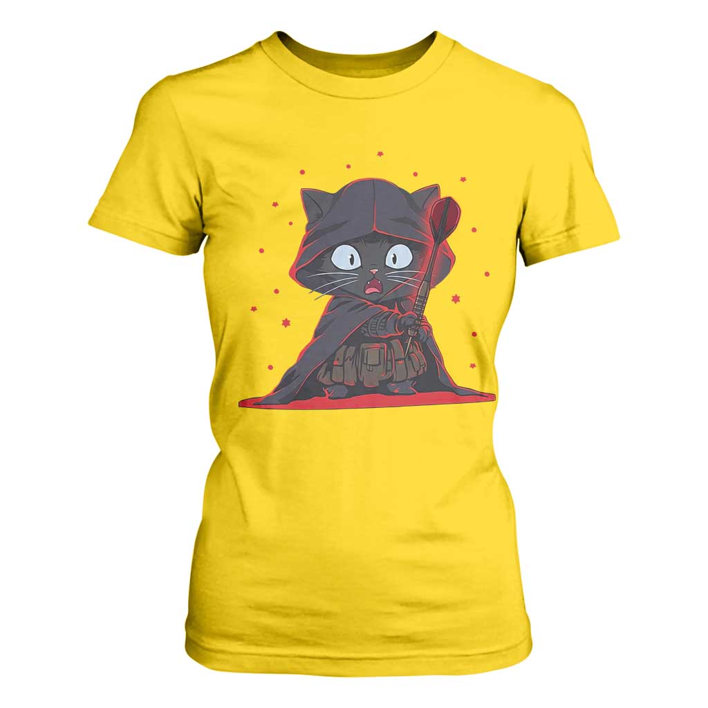 Funny Cat Vader Kitten Playing Darts T Shirt For Women Space Scifi Dartist Gift TS12 Daisy Print Your Wear