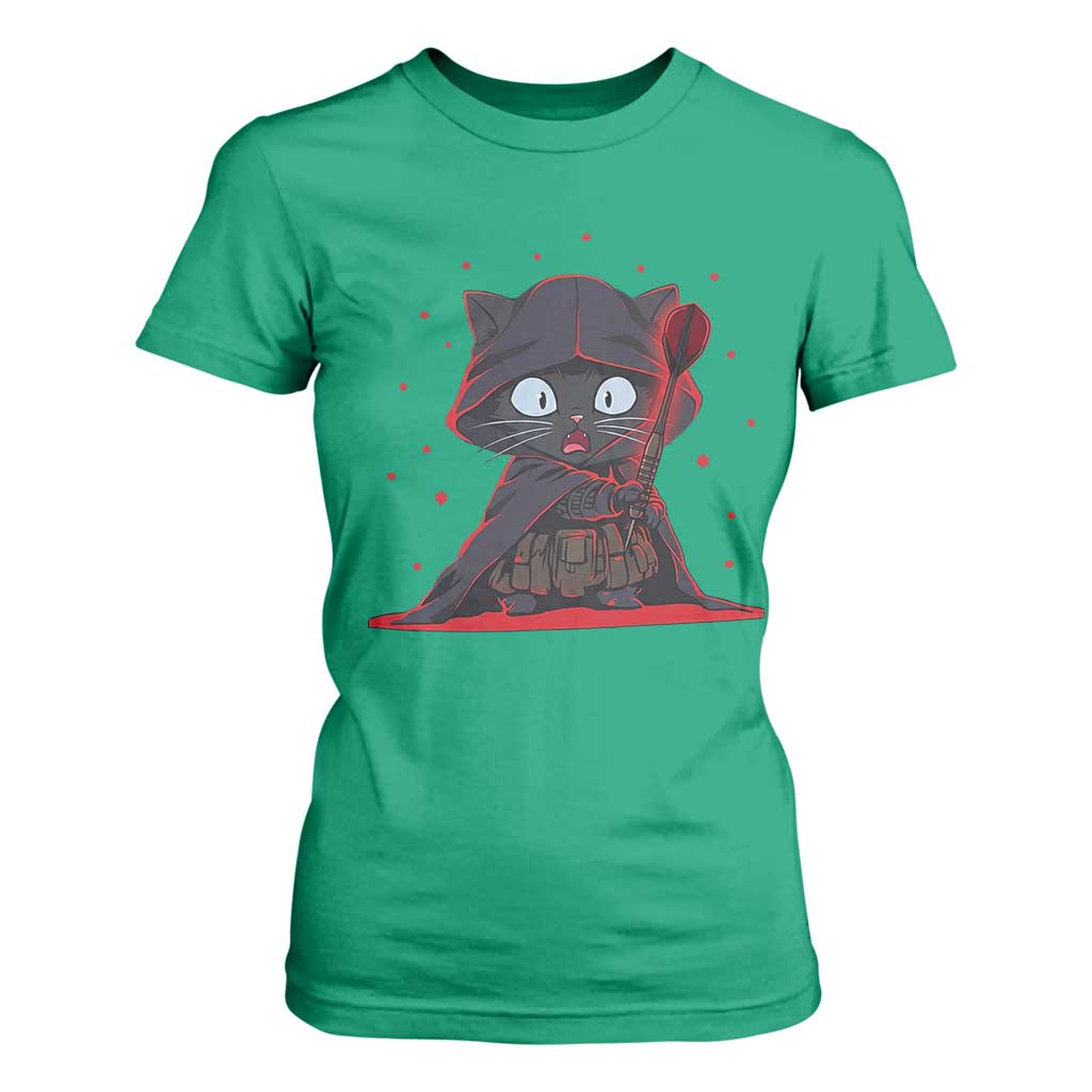 Funny Cat Vader Kitten Playing Darts T Shirt For Women Space Scifi Dartist Gift TS12 Irish Green Print Your Wear