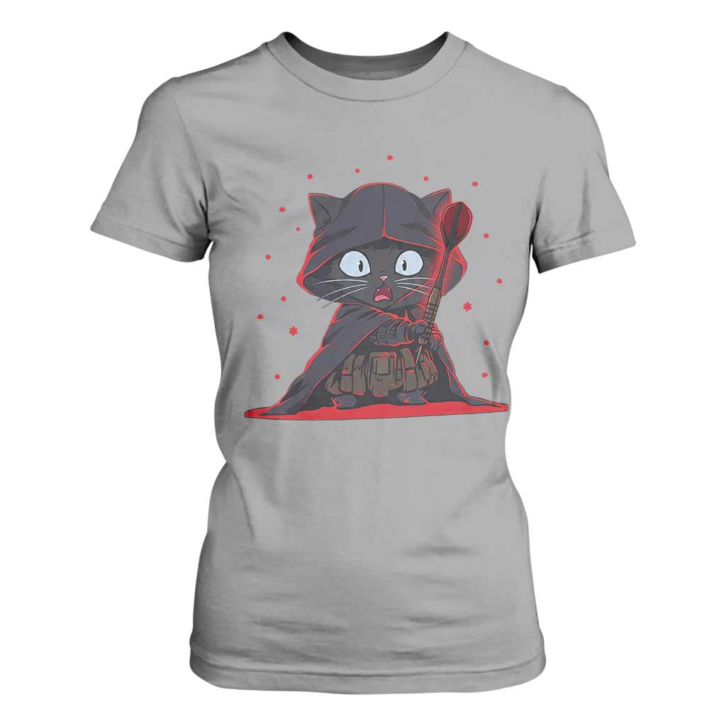 Funny Cat Vader Kitten Playing Darts T Shirt For Women Space Scifi Dartist Gift TS12 Sport Gray Print Your Wear