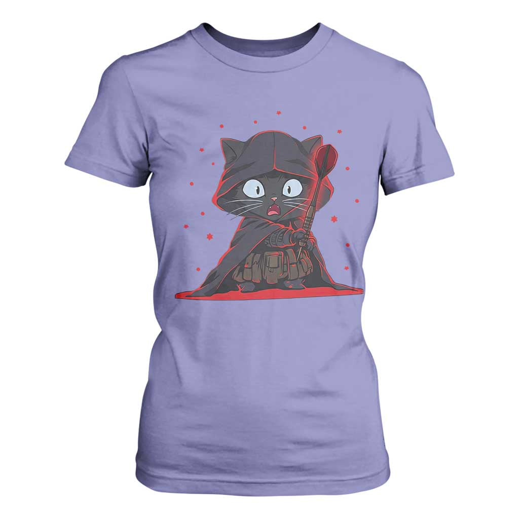 Funny Cat Vader Kitten Playing Darts T Shirt For Women Space Scifi Dartist Gift TS12 Violet Print Your Wear