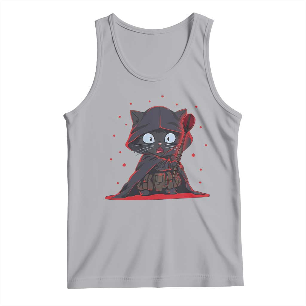 Funny Cat Vader Kitten Playing Darts Tank Top Space Scifi Dartist Gift TS12 Athletic Heather Print Your Wear