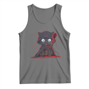 Funny Cat Vader Kitten Playing Darts Tank Top Space Scifi Dartist Gift TS12 Black Heather Print Your Wear